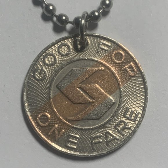 SEPTA Transit Token Pendant 24” Military Style Chain Necklace. Great Gift! - Picture 2 of 4